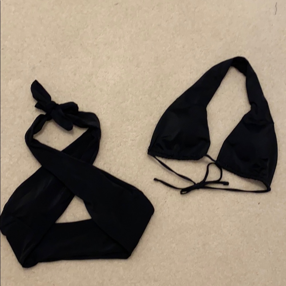 TWO - BRAND NEW! Shein Black Bikini Wrap-tie Tops